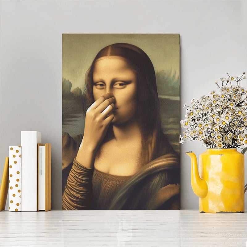 Holding Nose Bathroom Canvas Art