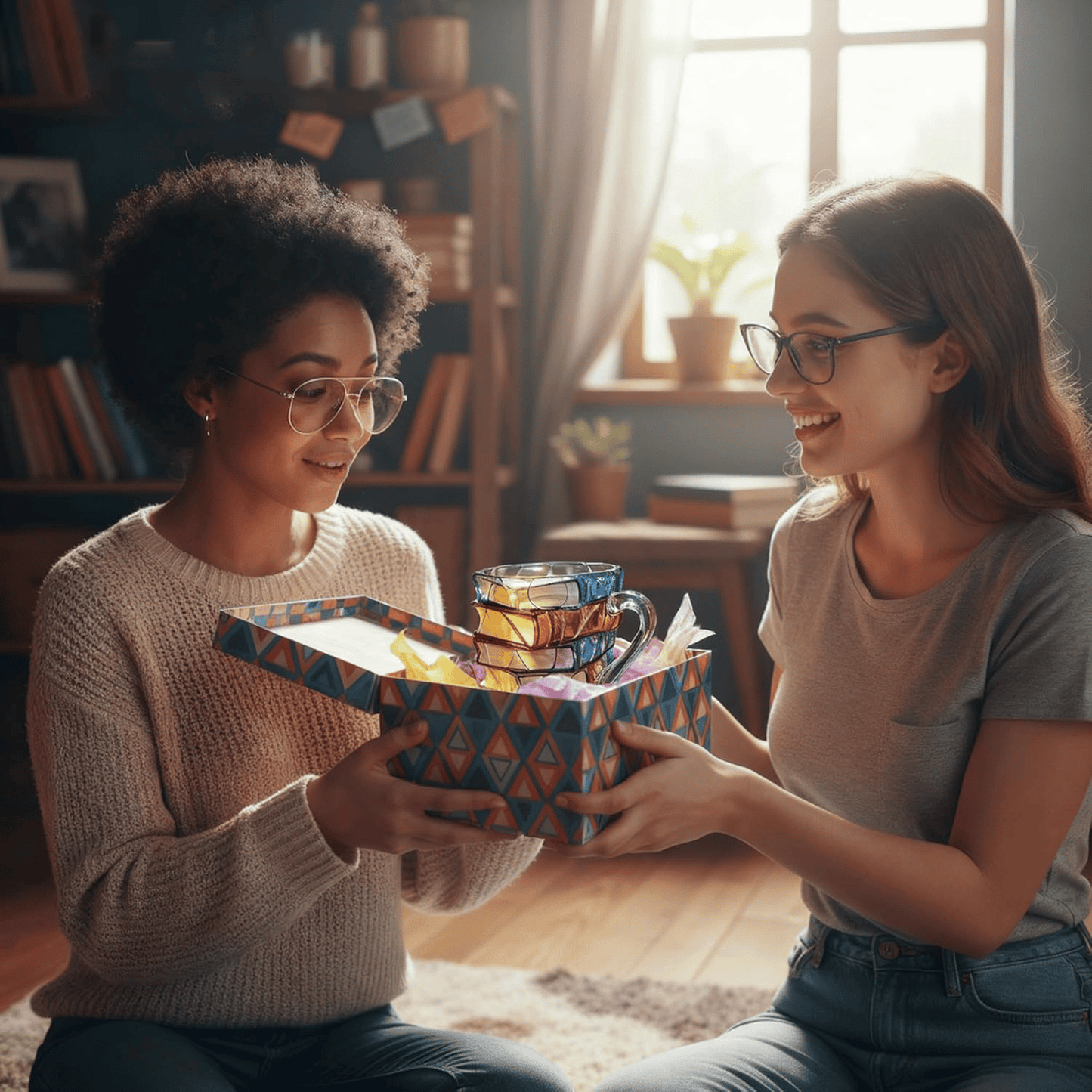 📚Artisan Stained Glass Book Stack Mug