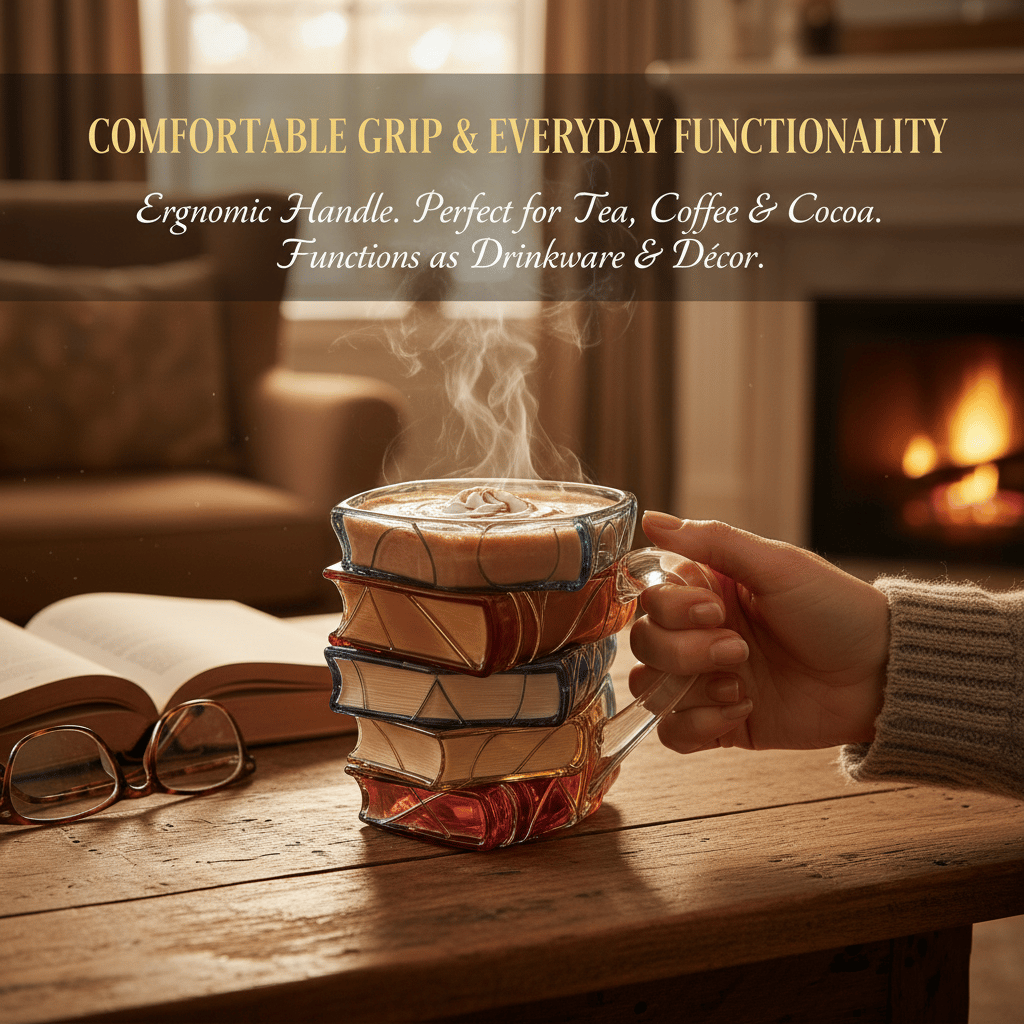 📚Artisan Stained Glass Book Stack Mug