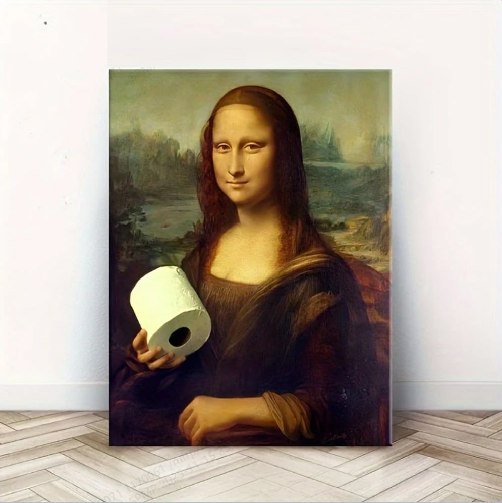 Holding Nose Bathroom Canvas Art