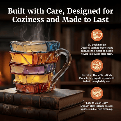 📚Artisan Stained Glass Book Stack Mug