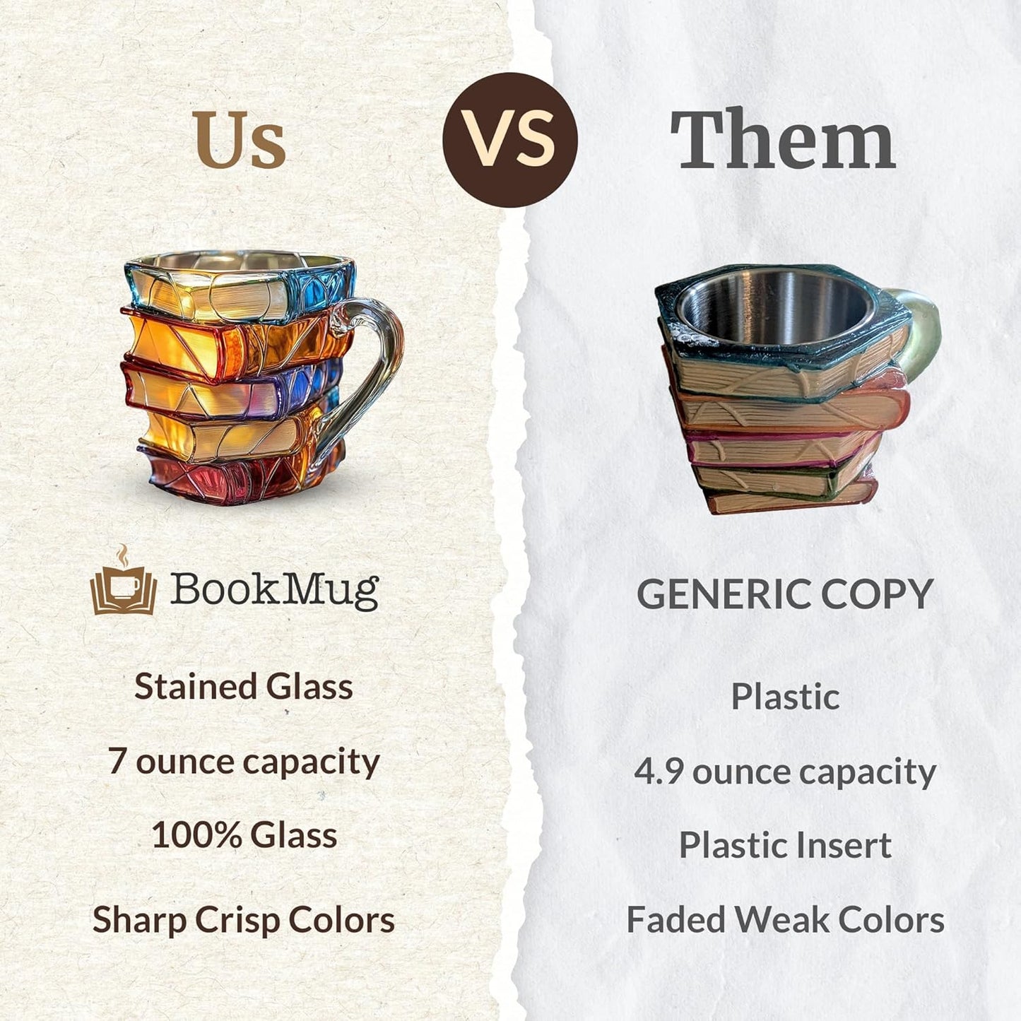 📚Artisan Stained Glass Book Stack Mug