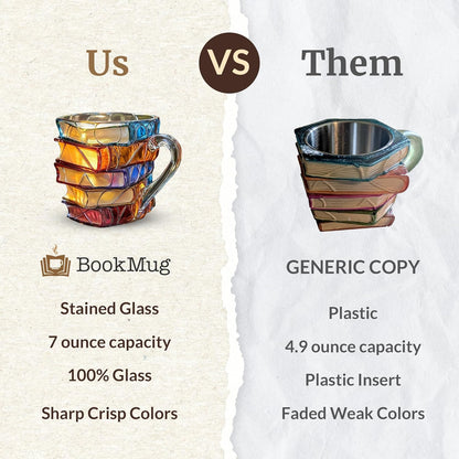 📚Artisan Stained Glass Book Stack Mug