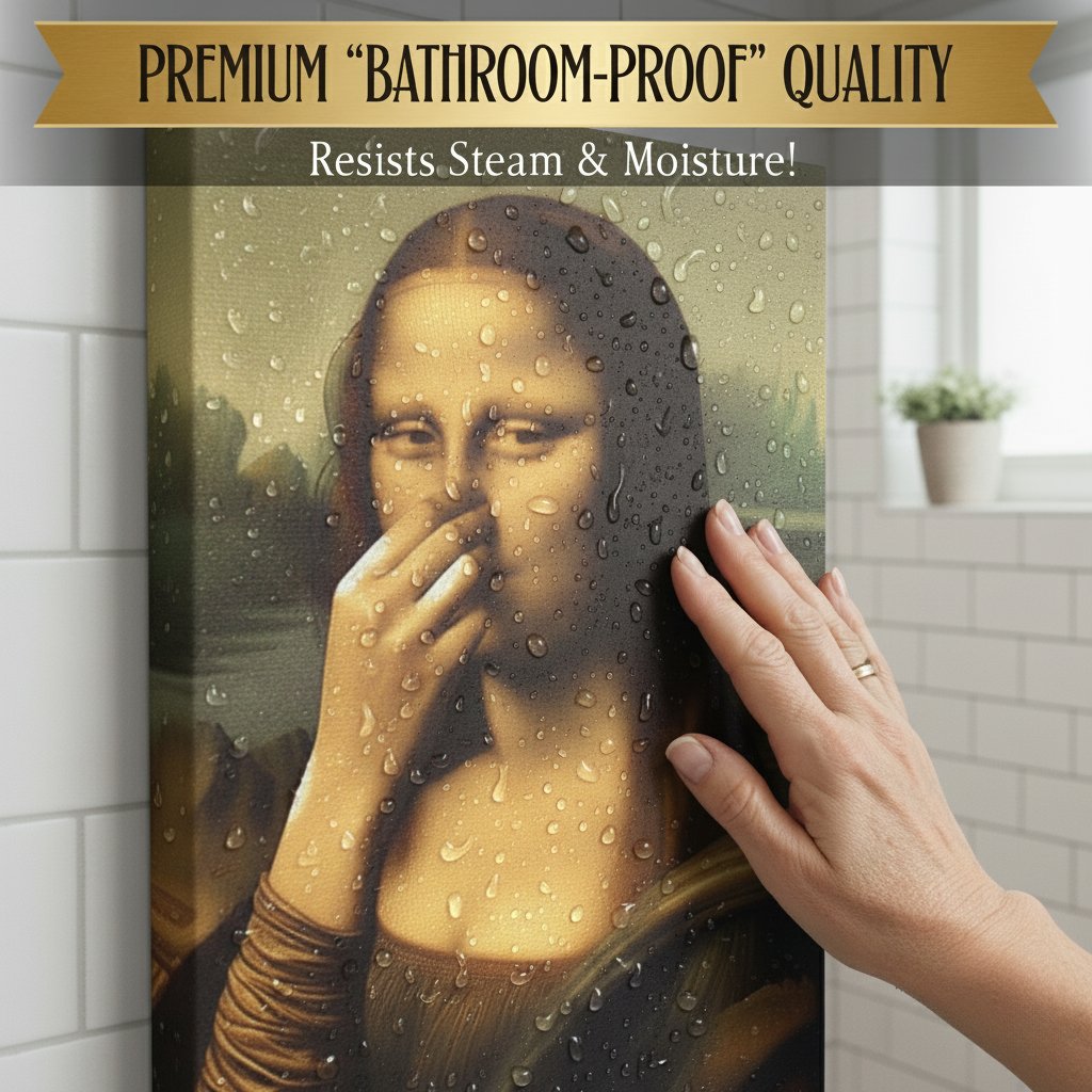 Holding Nose Bathroom Canvas Art