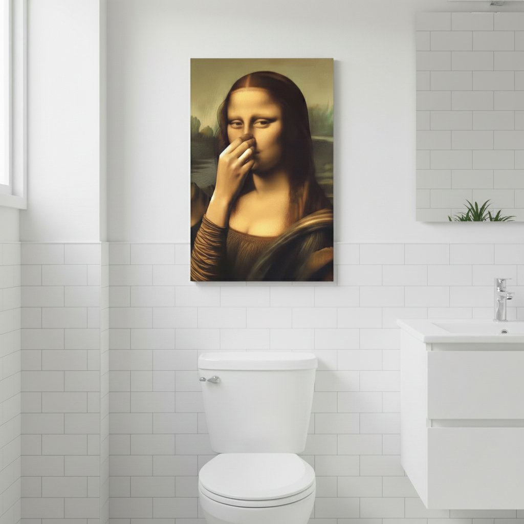 Holding Nose Bathroom Canvas Art