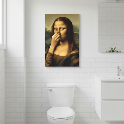 Holding Nose Bathroom Canvas Art