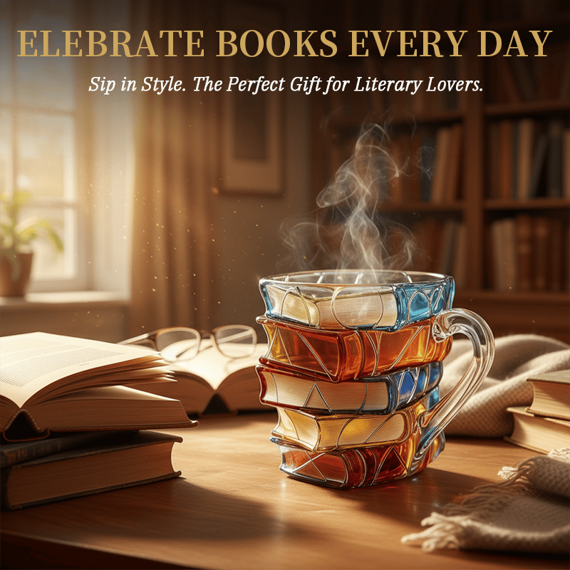 📚Artisan Stained Glass Book Stack Mug