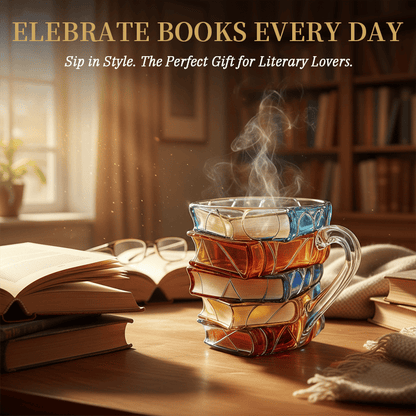 📚Artisan Stained Glass Book Stack Mug